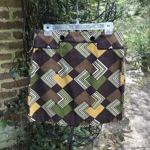Ann Taylor- GEO PRINT COTTON MINI SKIRT- Size 2- EUC